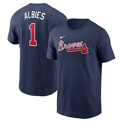 Men's Nike Ozzie Albies Navy Atlanta Braves Fuse Name & Number T-Shirt