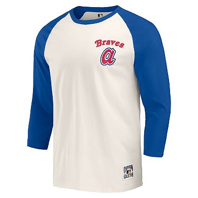 Men's Darius Rucker Collection by Fanatics Royal/White Atlanta Braves Cooperstown Collection Raglan 3/4-Sleeve T-Shirt