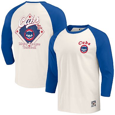 Men's Darius Rucker Collection by Fanatics Royal/White Chicago Cubs Cooperstown Collection Raglan 3/4-Sleeve T-Shirt