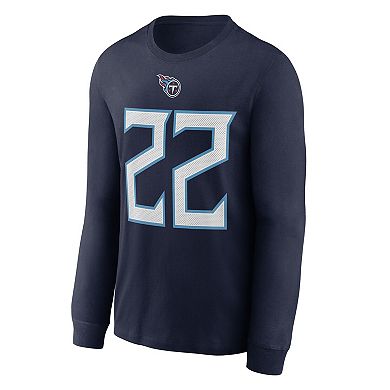 Men's Nike Derrick Henry Navy Tennessee Titans Player Name & Number Long Sleeve T-Shirt