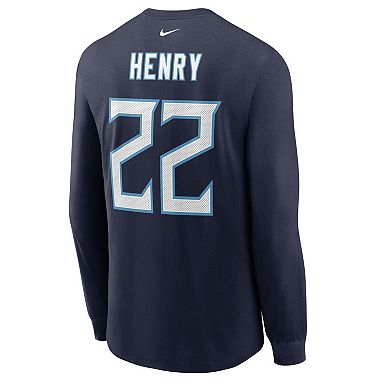 Men's Nike Derrick Henry Navy Tennessee Titans Player Name & Number Long Sleeve T-Shirt