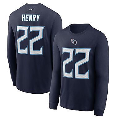 Men's Nike Derrick Henry Navy Tennessee Titans Player Name & Number Long Sleeve T-Shirt