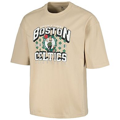 Unisex Qore Cream Boston Celtics Oversized Game Day Cozy Half Sleeve T-Shirt