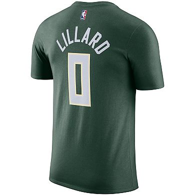 Men's Nike Damian Lillard Hunter Green Milwaukee Bucks Name & Number T-Shirt