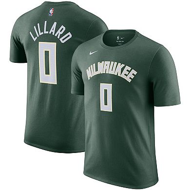 Men's Nike Damian Lillard Hunter Green Milwaukee Bucks Name & Number T-Shirt