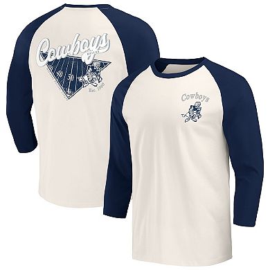 Men's Darius Rucker Collection by Fanatics Navy/Cream Dallas Cowboys Raglan 3/4-Sleeve T-Shirt