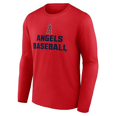 Men's Fanatics Branded Red Los Angeles Angels Let's Go Long Sleeve T-Shirt