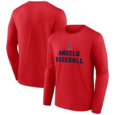 Men's Fanatics Branded Red Los Angeles Angels Let's Go Long Sleeve T-Shirt
