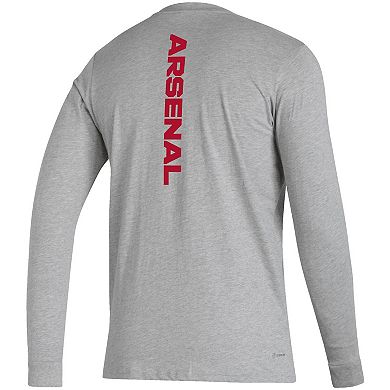 Men's adidas Heather Gray Arsenal Vertical Wordmark Long Sleeve T-Shirt