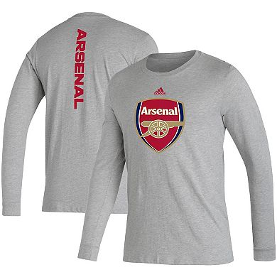 Men's adidas Heather Gray Arsenal Vertical Wordmark Long Sleeve T-Shirt