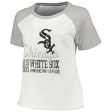 Women's Soft as a Grape White Chicago White Sox Plus Size Baseball Raglan T-Shirt