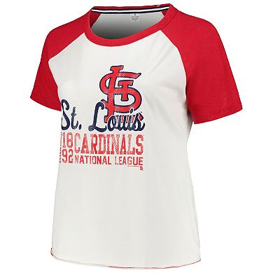 Women's Soft as a Grape White St. Louis Cardinals Plus Size Baseball Raglan T-Shirt