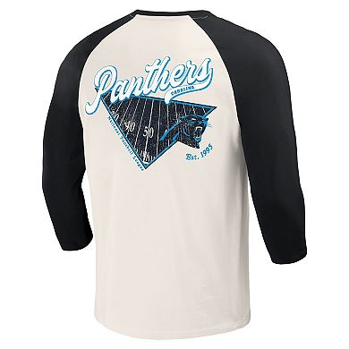 Men's Darius Rucker Collection by Fanatics Black/White Carolina Panthers Raglan 3/4 Sleeve T-Shirt