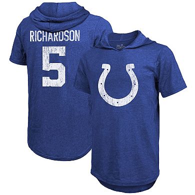 Men's Majestic Threads Anthony Richardson Royal Indianapolis Colts Player Name & Number Tri-Blend Slim Fit Hoodie T-Shirt