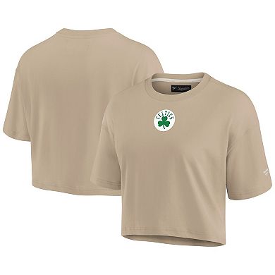 Women's Fanatics Signature Khaki Boston Celtics Elements Super Soft Boxy Cropped T-Shirt