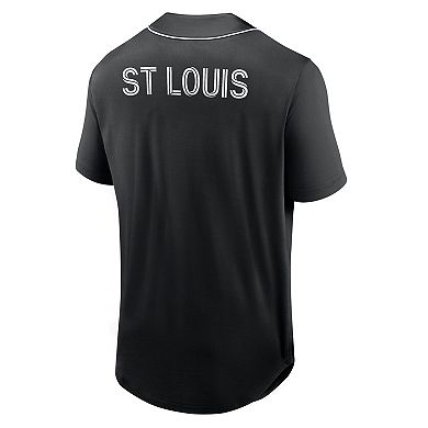 Men's Fanatics Branded Black St. Louis City SC Third Period Fashion Baseball Button-Up Jersey
