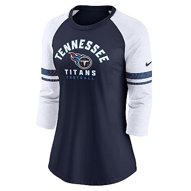 Women's Nike Navy Tennessee Titans 3/4-Sleeve Lightweight Raglan Fashion T-Shirt