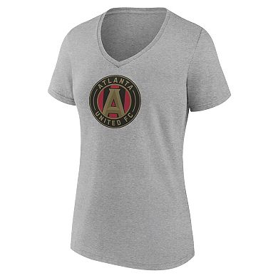 Women's Fanatics Branded Steel Atlanta United FC Evergreen Logo V-Neck T-Shirt