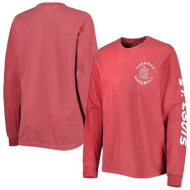 Women's Soft as a Grape Red St. Louis Cardinals Team Pigment Dye Long Sleeve T-Shirt