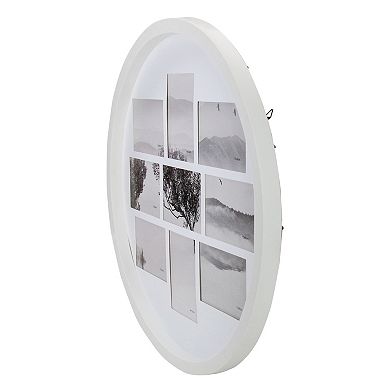 21" White Round Collage With 9 Slots for 4 X 6 Photos Wall Decor