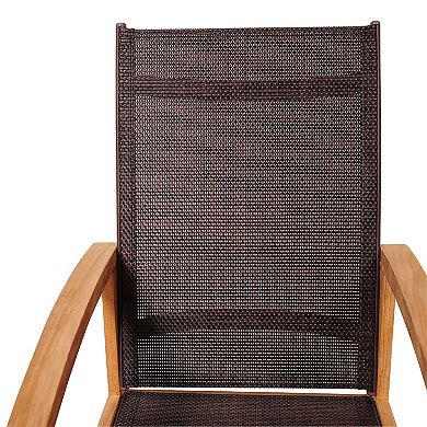 36" Brown Fortuna Teak Patio Armchair with Sling