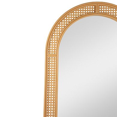 36" Arched Lattice Weaved Decorative Wall Mirror
