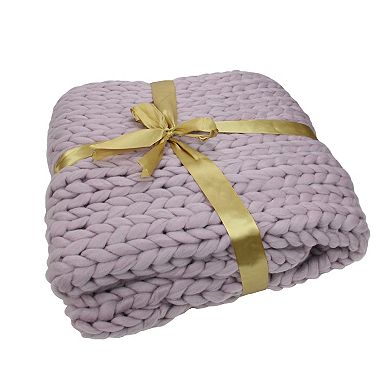 Light Purple Cable Knit Plush Throw Blanket 50 x 60