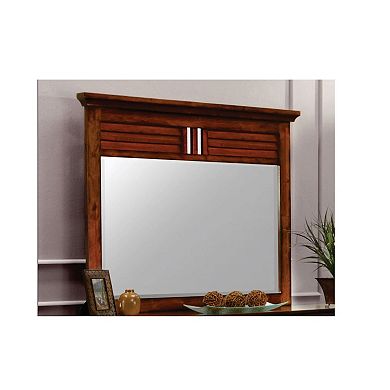 46.25" Brown Rectangular Beveled Bahama Shutter Wood Mirror