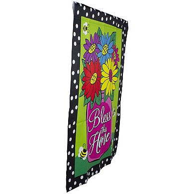 Bless this Home Bouquet with Vase Outdoor House Flag 28" x 40"
