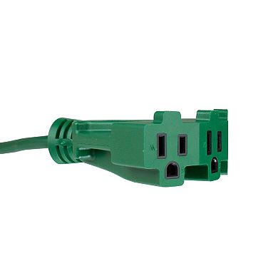 10' Green 3-Prong Outdoor Extension Power Cord with Fan Style Connector