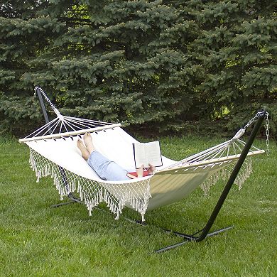 78" Beige Cotton Macrame Hammock