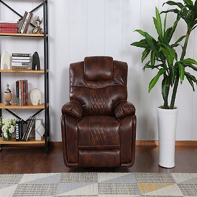 41” Rich Brown Power Recliner in Leather Gel