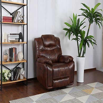 41” Rich Brown Power Recliner in Leather Gel
