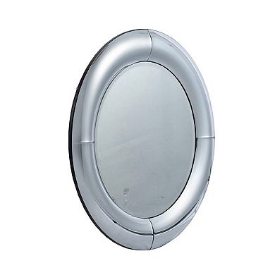 31.5" Silver Vintage Style Glamour Curved Round Wall Mounted Mirror