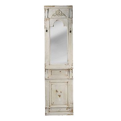 76" White Distressed Classic Vintage Antique Style Wooden Framed Rectangular Floor Mirror