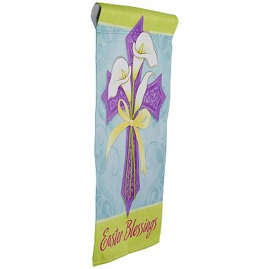 Easter Blessings Cross and Lilies Outdoor Garden Flag 12.5" x 18"
