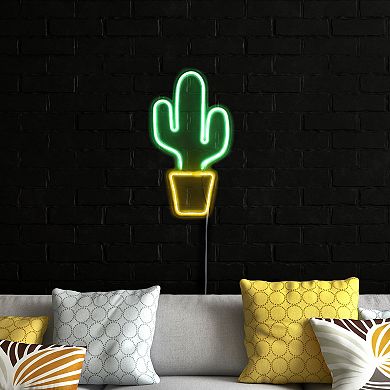 18.5" Green Cactus LED Neon Style Wall Sign