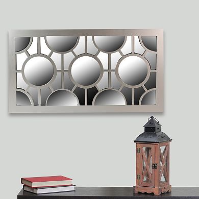 25.25" Metallic Gray Rectangular Geometric Wall Mirror