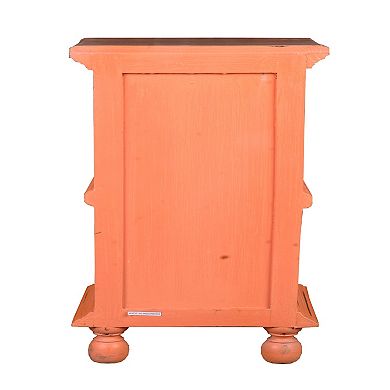 26.5” Orange Distressed Cottage End Table with Basket