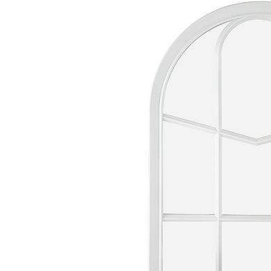 20" White Arched Windowpane Framed Wall Mirror