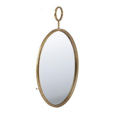28.25" Gold Modern Style Framed Round Wall Mounted Mirror Decor