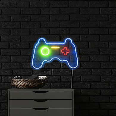 11" LED Neon Style Video Game Controller Wall Sign