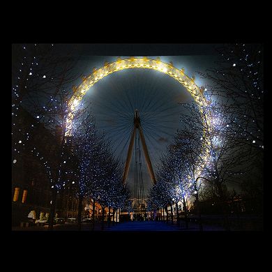 LED Lighted 'The London Eye' Giant Ferris Wheel Canvas Wall Art 11.75" x 15.75"