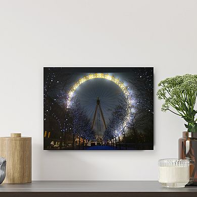 LED Lighted 'The London Eye' Giant Ferris Wheel Canvas Wall Art 11.75" x 15.75"