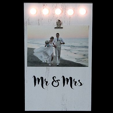 LED Lighted Mr & Mrs Picture Frame with Clip - 4" x 6"