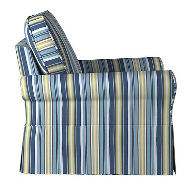 Blue Beach Striped Sunset Trading Horizon Box Cushion Chair Slipcover Performance Fabric