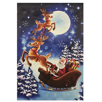 Santa and Reindeer Sleigh Ride Outdoor Garden Flag 28" x 40"