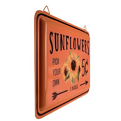 15" Fall Harvest Orange "Sunflowers" Wall Sign