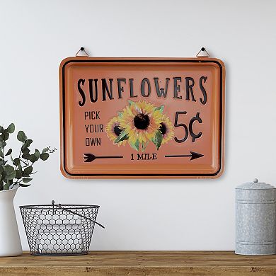 15" Fall Harvest Orange "Sunflowers" Wall Sign