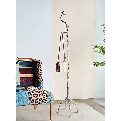 71" Gray Aluminum Branch Coat Hanger with Bird